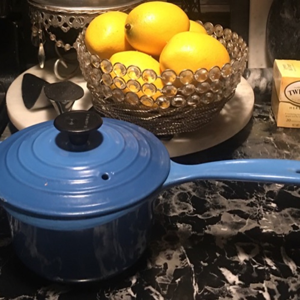 2PC LeCreuset Cast Iron Sauce pan Blue